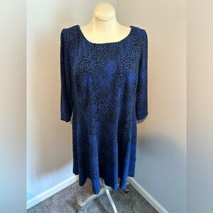 Taylor Woman Blue & Black Animal Print Dress Size 18W